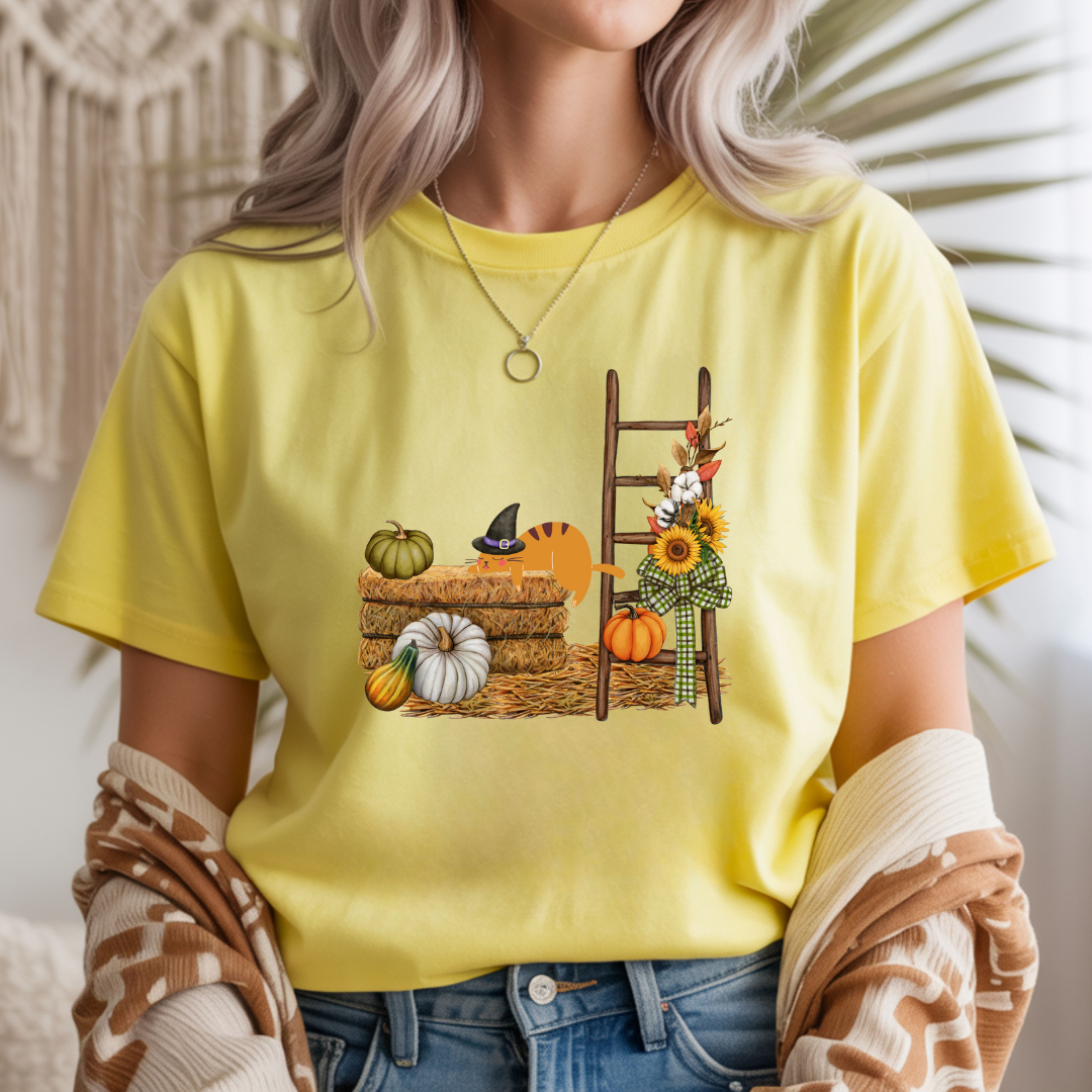 Autumn Harvest and Lazy Cat Unisex T-Shirt