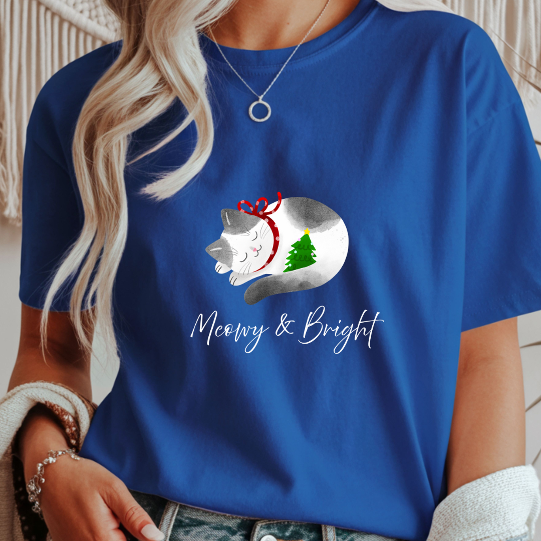 Meowy & Bright - Christmas Unisex T-Shirt