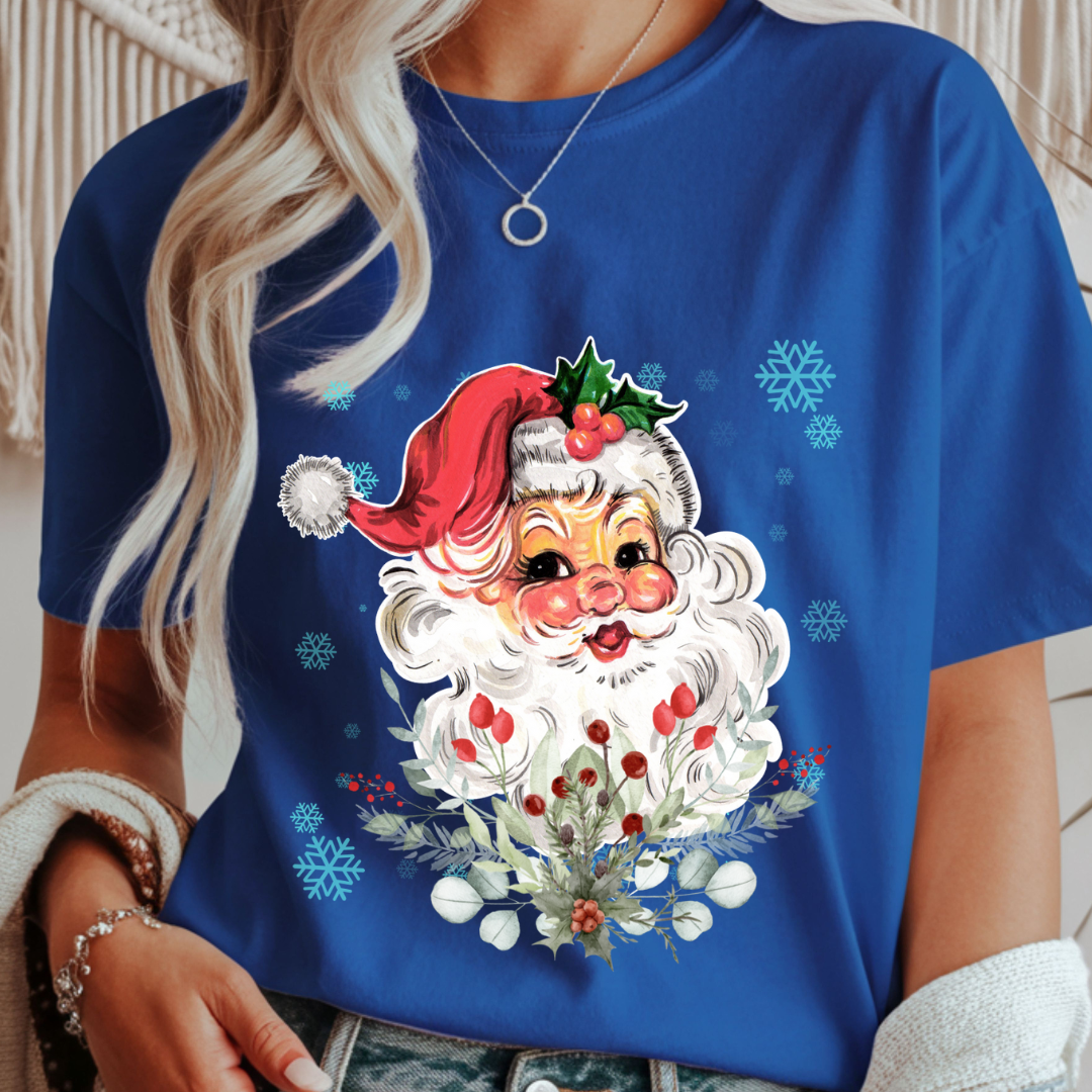 Vintage Santa with Snowflakes - Winter Unisex T-Shirt