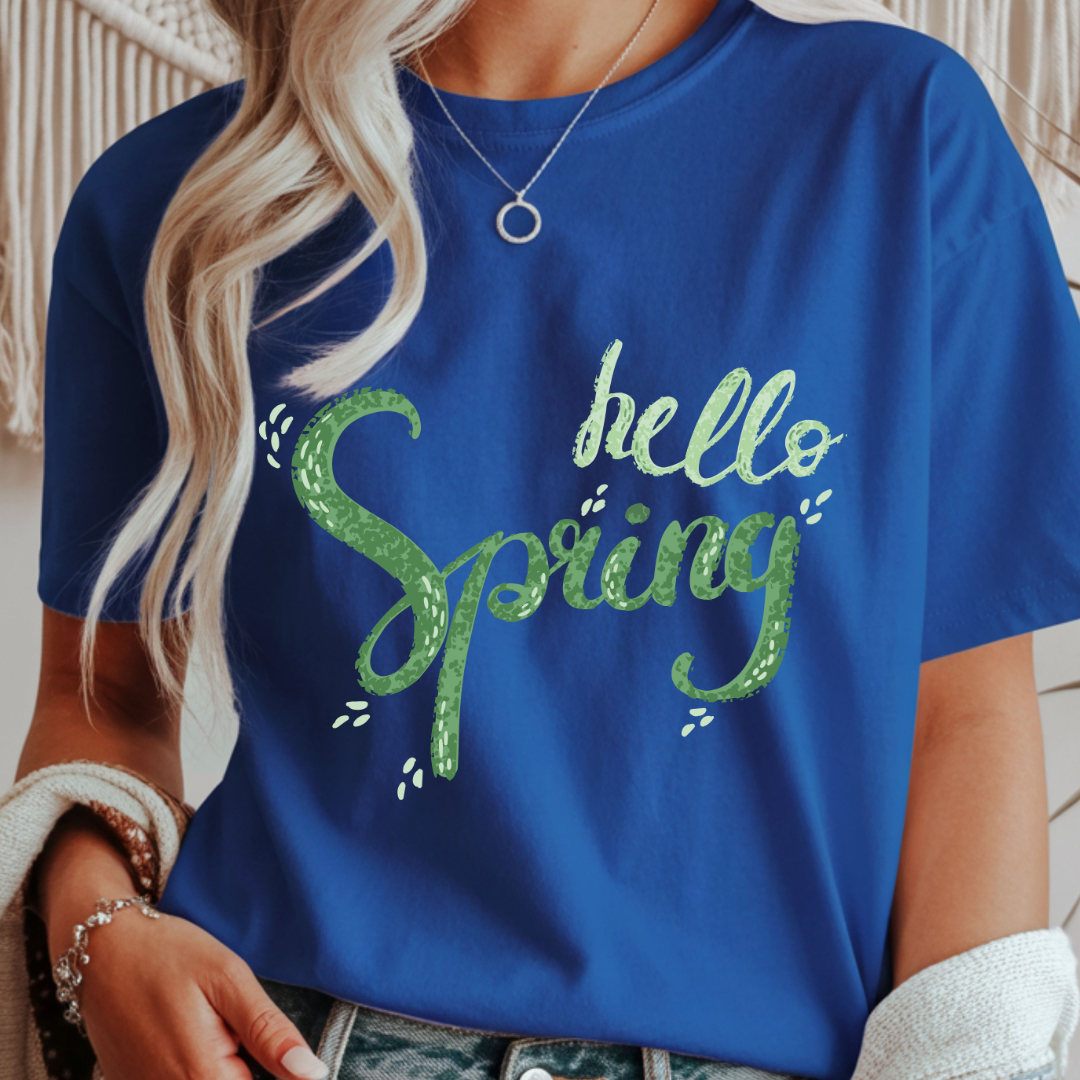 Green "Hello Spring" - Spring Unisex T-Shirt
