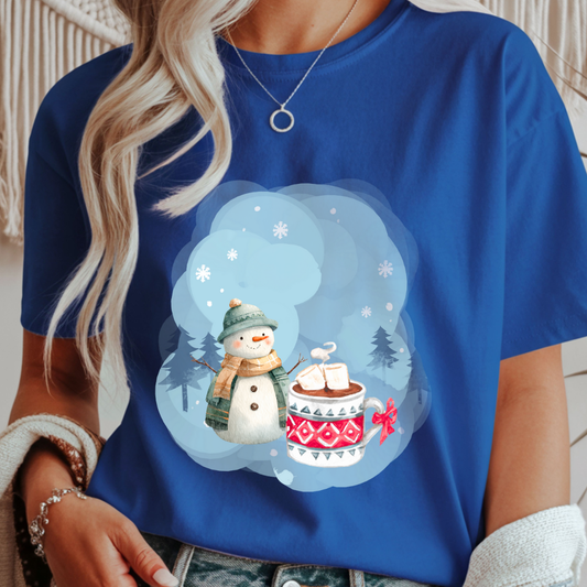 Snowman and Winter Coffee - Winter Unisex T-Shirt