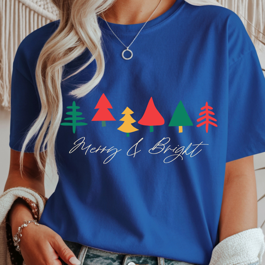 Merry & Bright Trees - Christmas Unisex T-Shirt