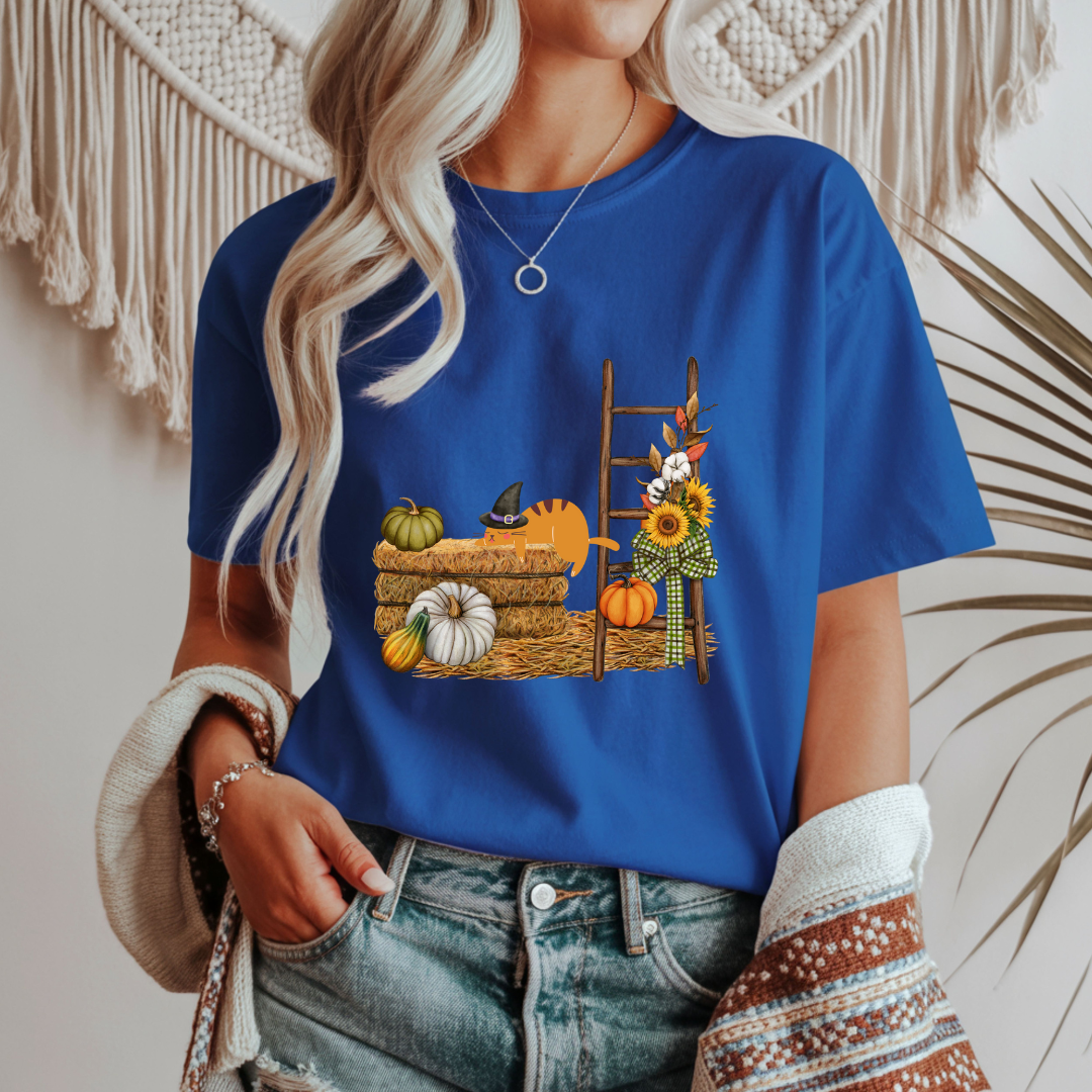 Autumn Harvest and Lazy Cat Unisex T-Shirt