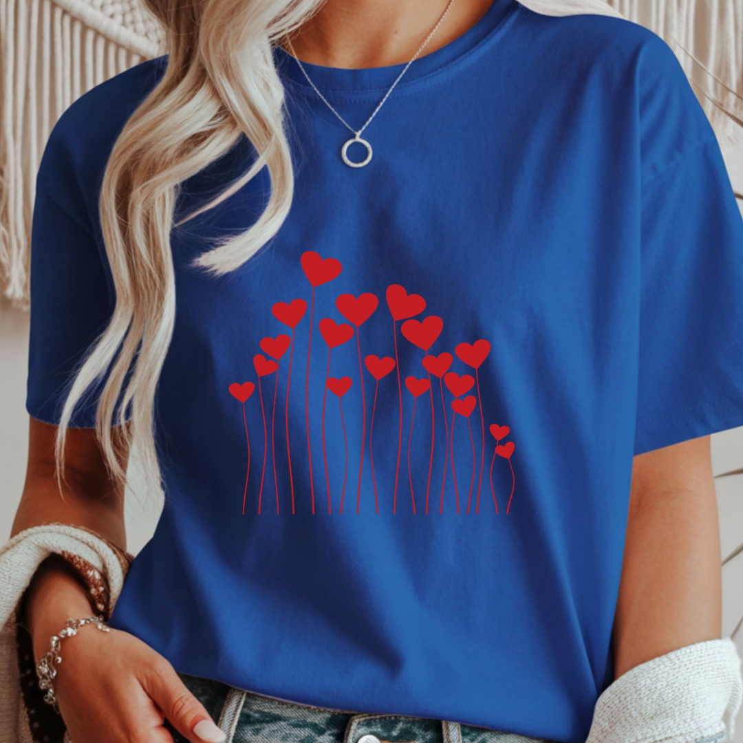 Heart Flowers - Valentines Day Unisex T-Shirt