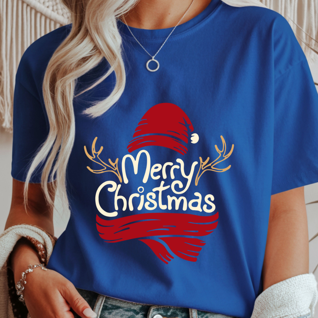 Merry Christmas with Antlers - Winter Unisex T-Shirt