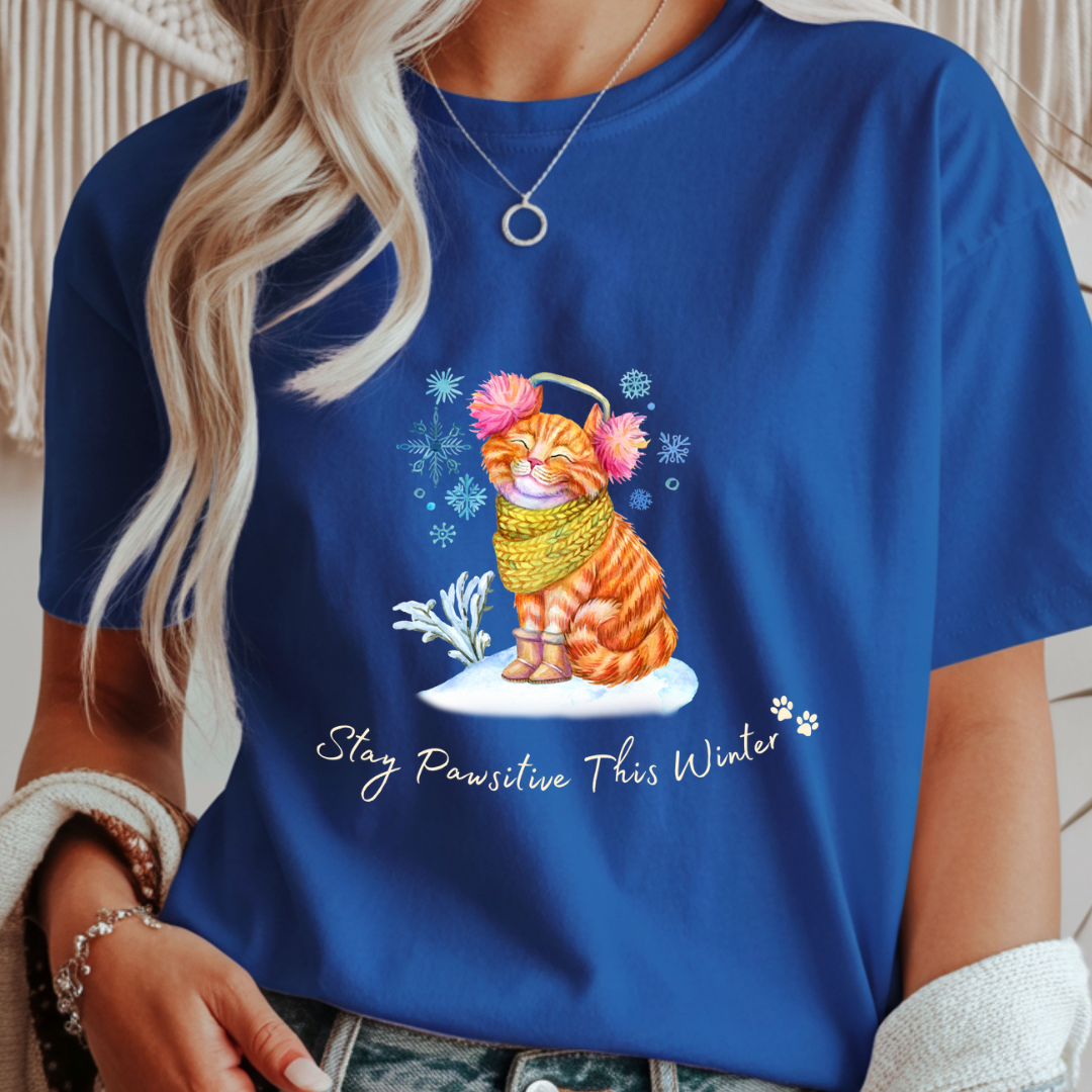 Stay Pawsitive This Winter - Winter Unisex T-Shirt