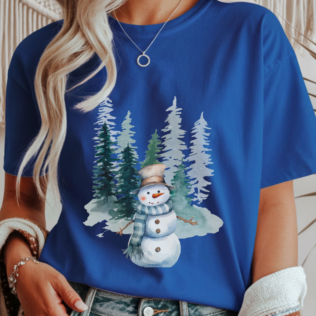 Snowman in the Forest - Winter Unisex T-Shirt