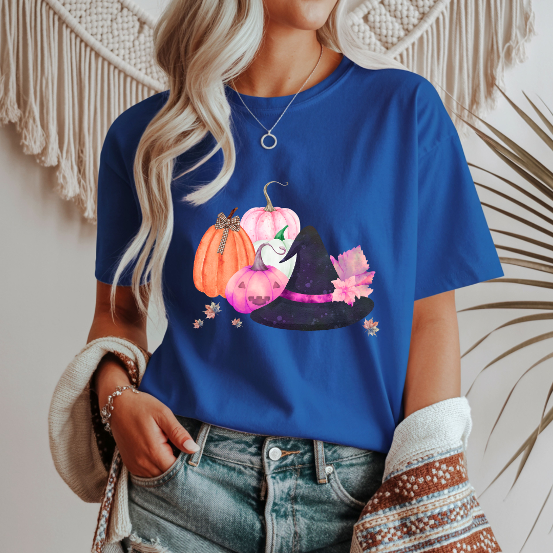 Witch Hat and Pumpkins - Halloween Unisex T-Shirt