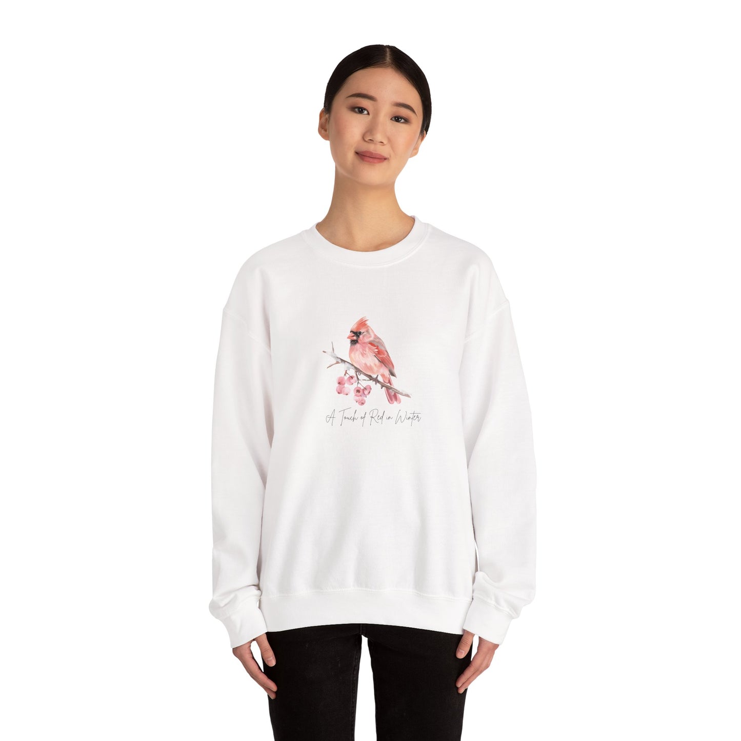 A Touch of Red in Winter - Winter Unisex Crewneck™