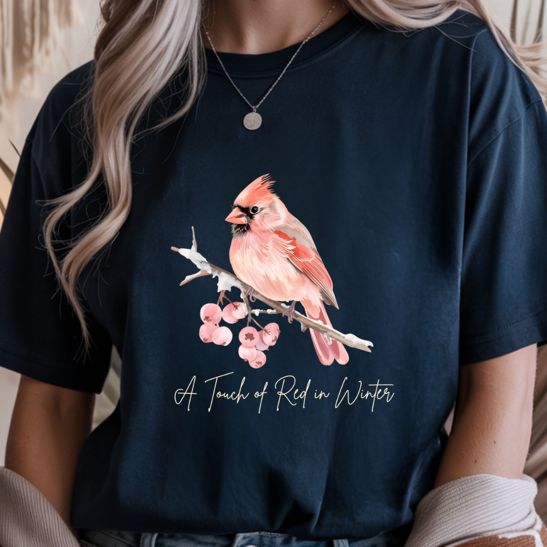 A Touch of Red in Winter - Winter Unisex T-Shirt