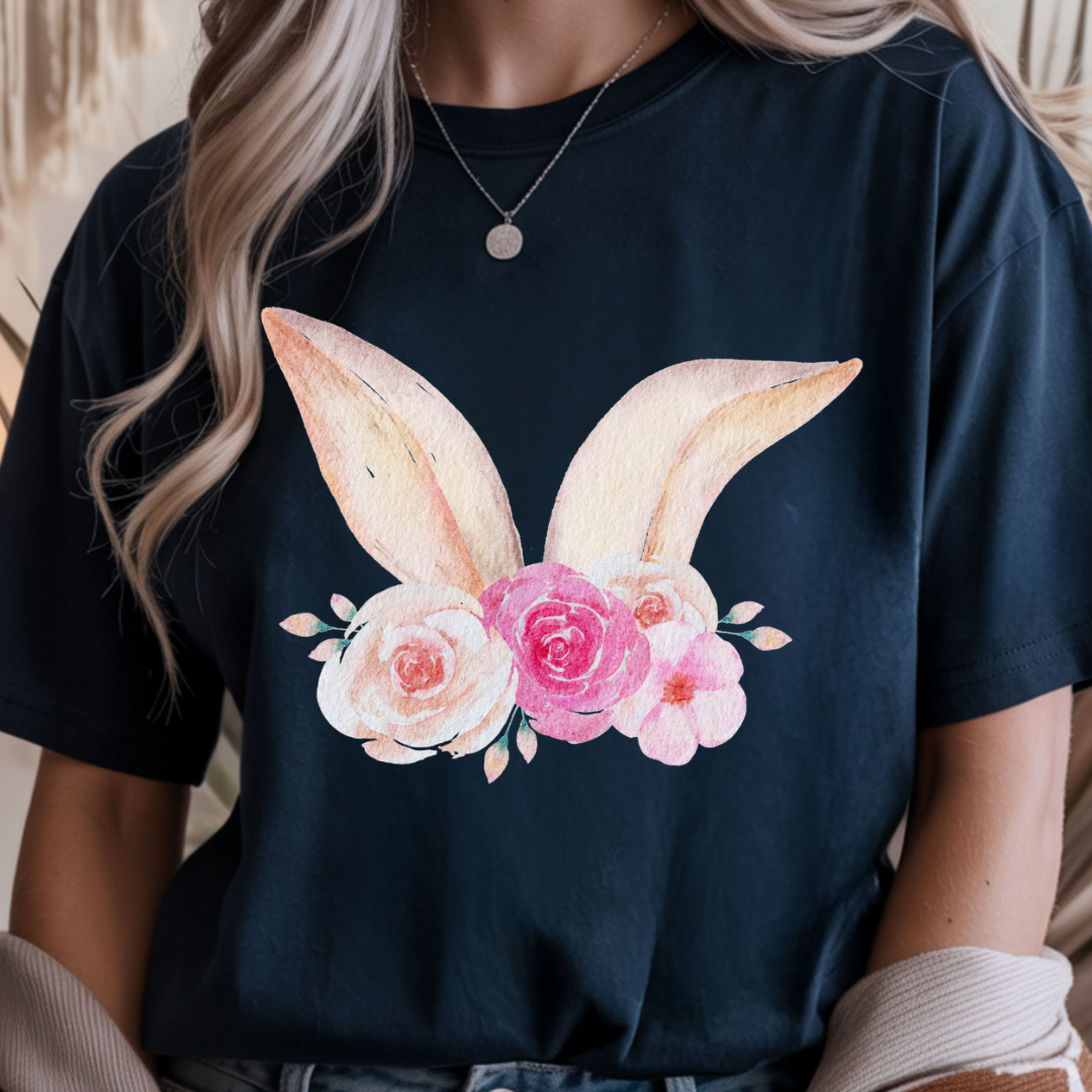 Floral Bunny Ears - Spring Unisex T-Shirt