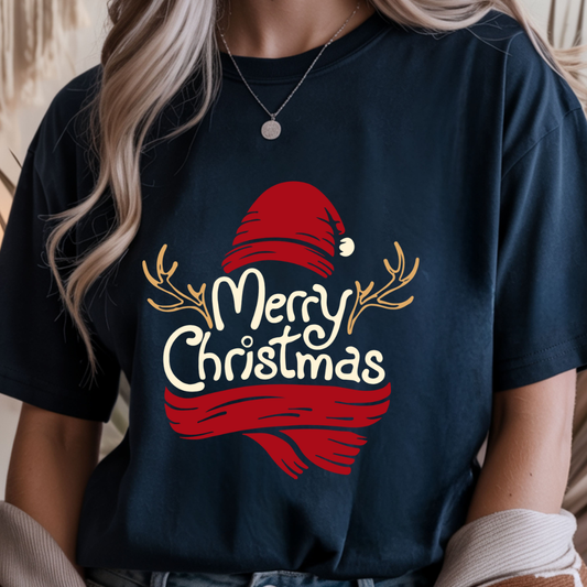 Merry Christmas with Antlers - Winter Unisex T-Shirt