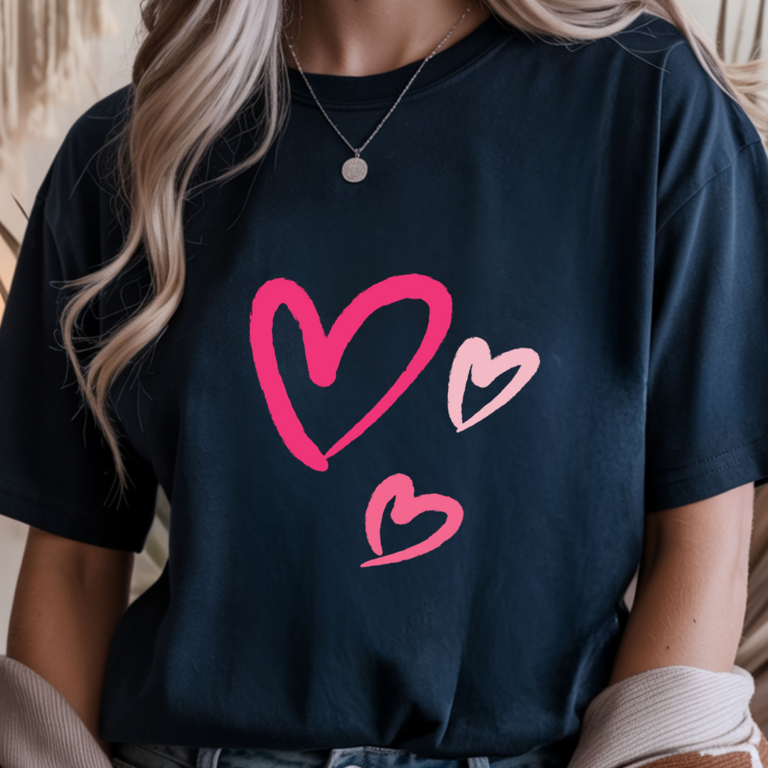 Three Hearts - Valentines Day Unisex T-Shirt