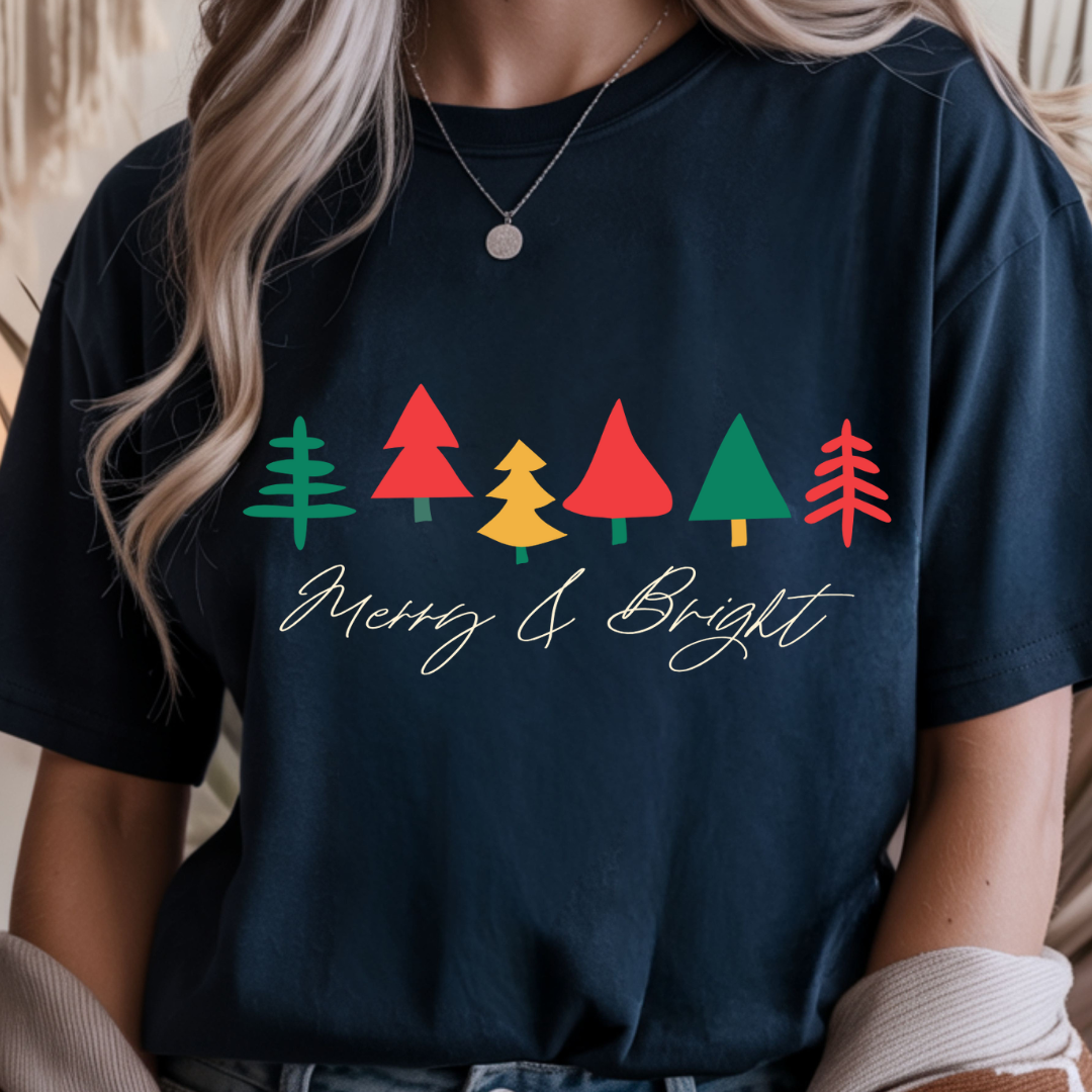 Merry & Bright Trees - Christmas Unisex T-Shirt