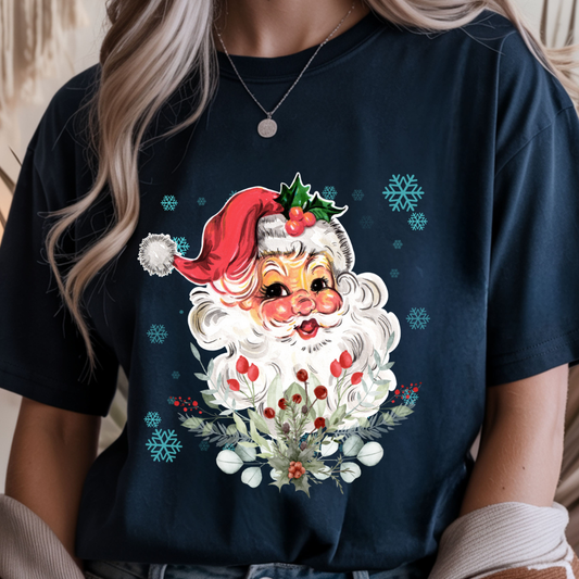 Vintage Santa with Snowflakes - Winter Unisex T-Shirt