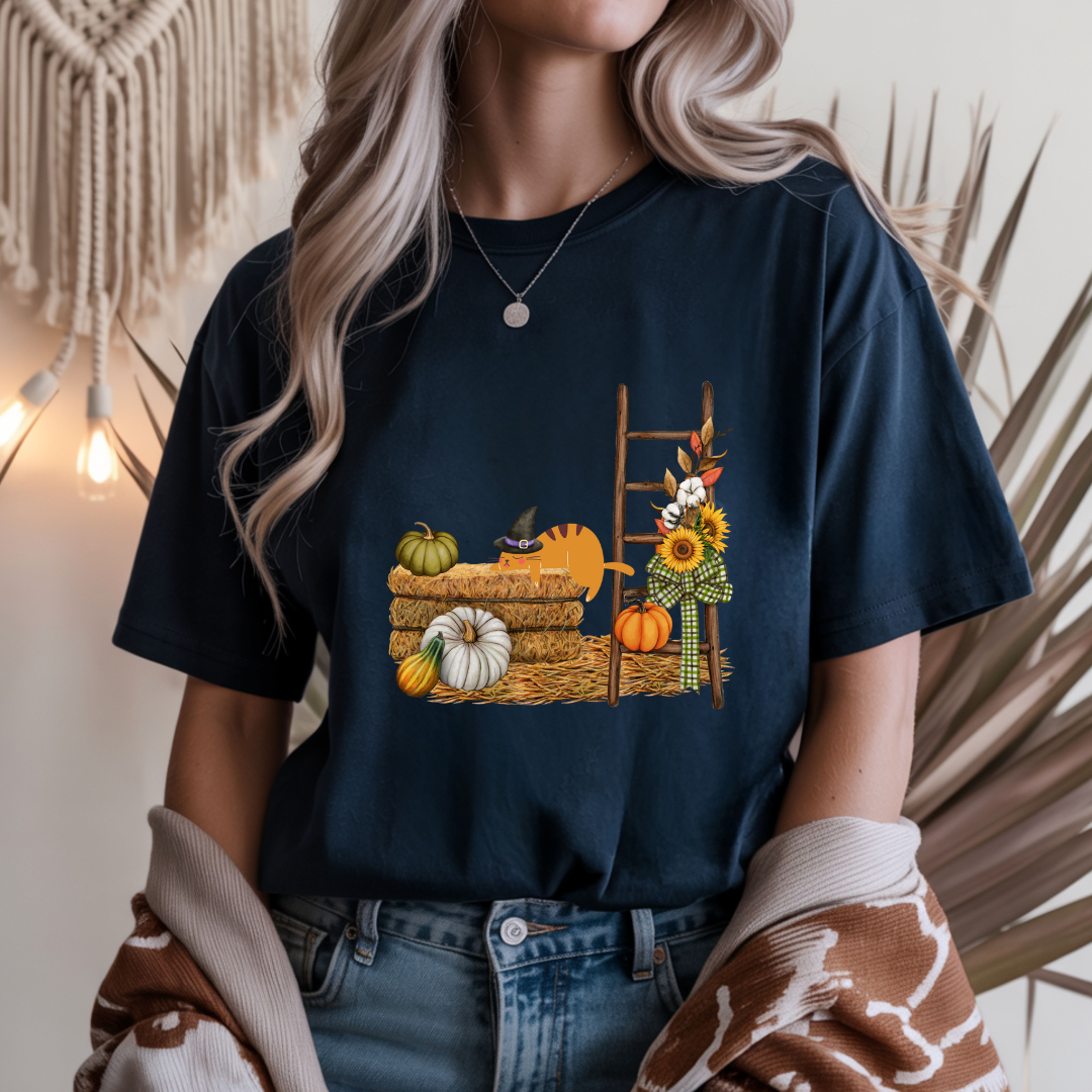 Autumn Harvest and Lazy Cat Unisex T-Shirt