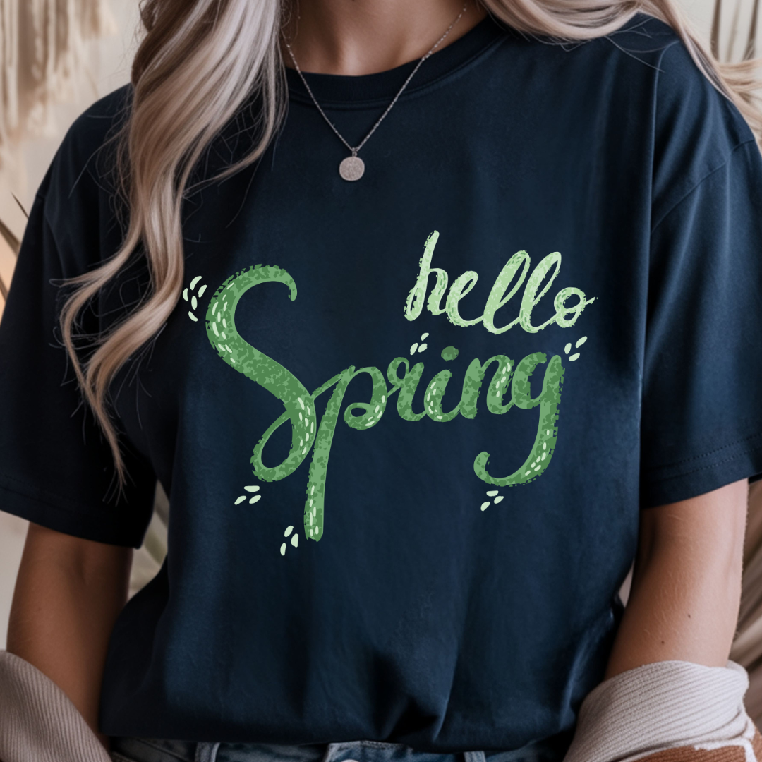 Green "Hello Spring" - Spring Unisex T-Shirt