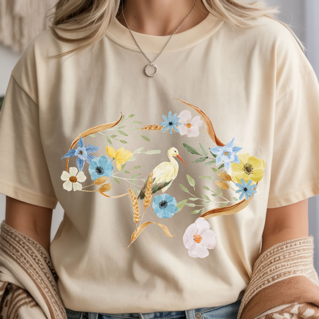 Botanical Stork - Spring Unisex T-Shirt