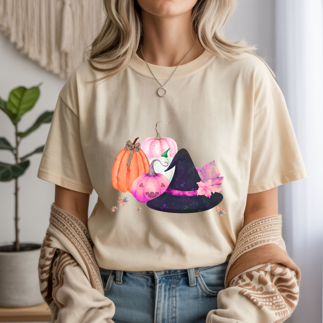 Witch Hat and Pumpkins - Halloween Unisex T-Shirt