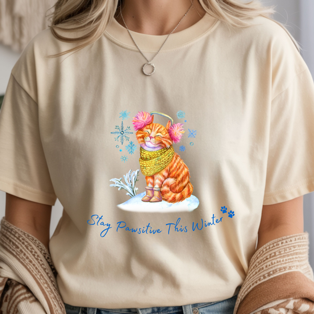 Stay Pawsitive This Winter - Winter Unisex T-Shirt