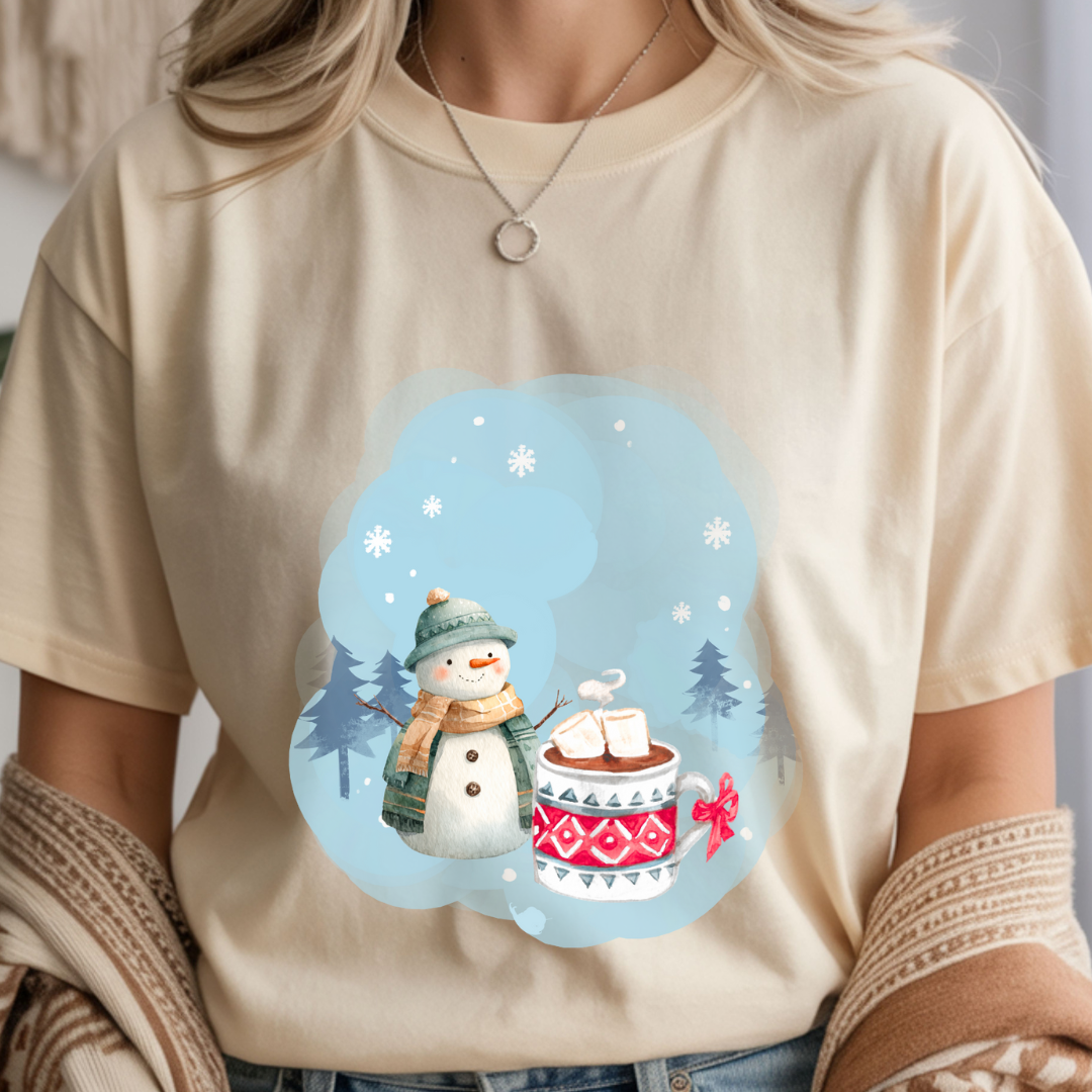 Snowman and Winter Coffee - Winter Unisex T-Shirt