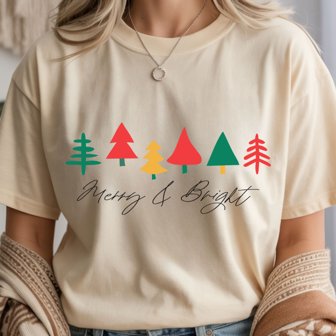 Merry & Bright Trees - Christmas Unisex T-Shirt