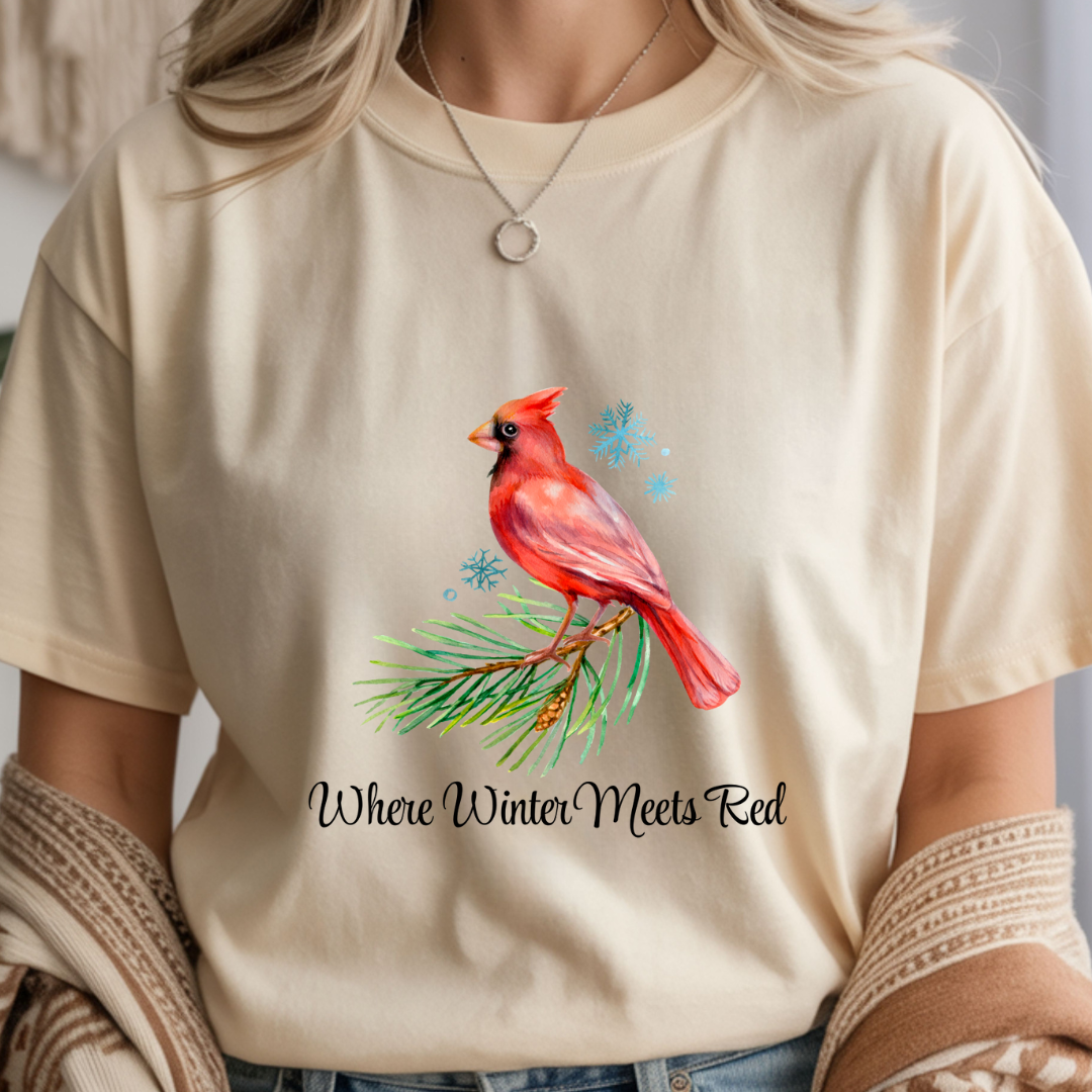 Where Winter Meets Red - Winter Unisex T-Shirt