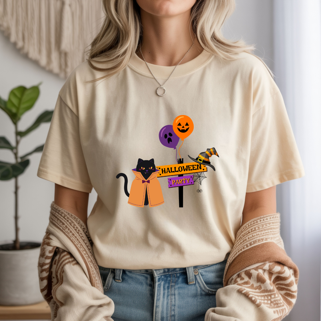 Halloween Party Cat Unisex T-Shirt