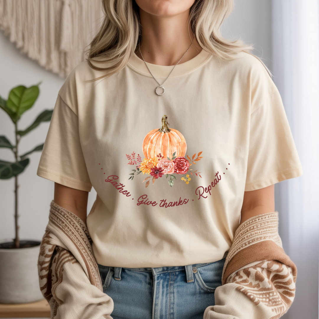 Gather. Give Thanks. Repeat. Unisex T-Shirt