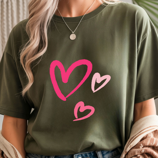 Three Hearts - Valentines Day Unisex T-Shirt