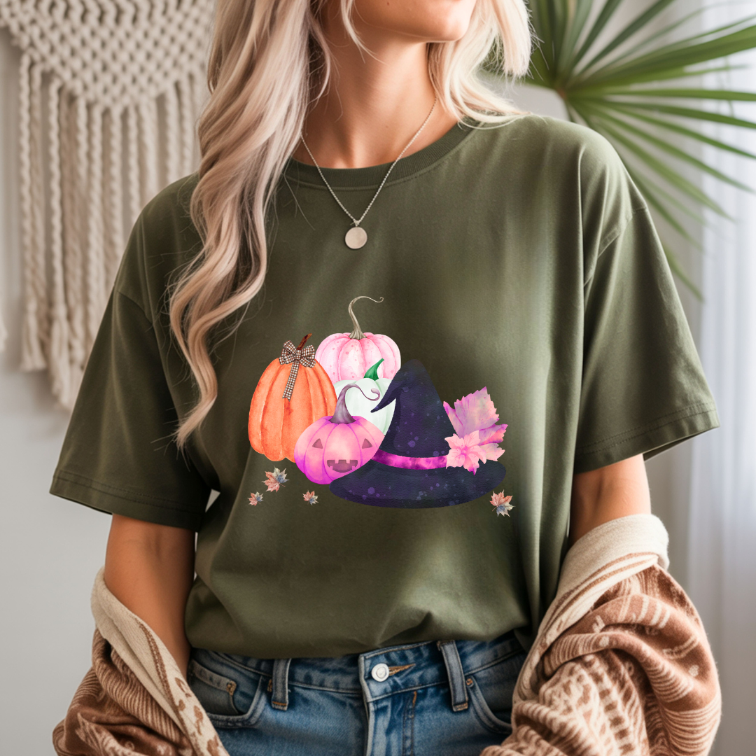 Witch Hat and Pumpkins - Halloween Unisex T-Shirt