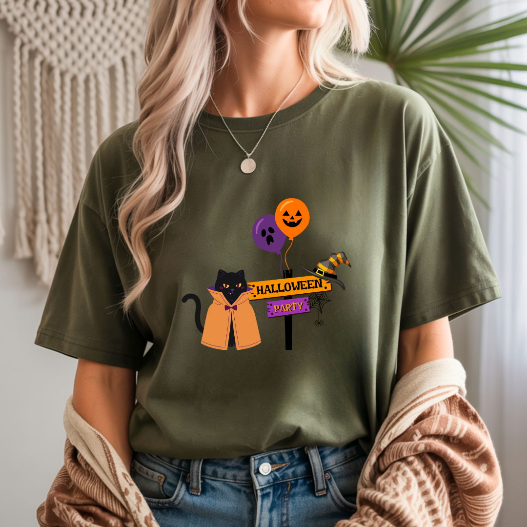 Halloween Party Cat Unisex T-Shirt