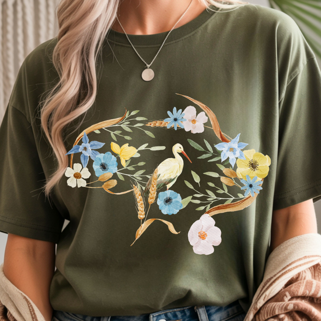 Botanical Stork - Spring Unisex T-Shirt