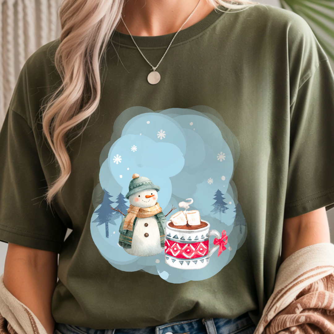 Snowman and Winter Coffee - Winter Unisex T-Shirt