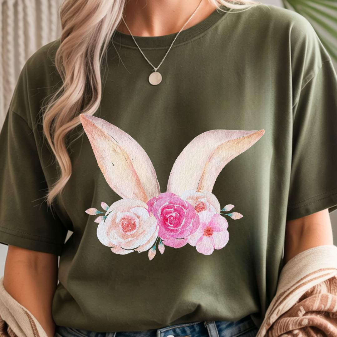 Floral Bunny Ears - Spring Unisex T-Shirt