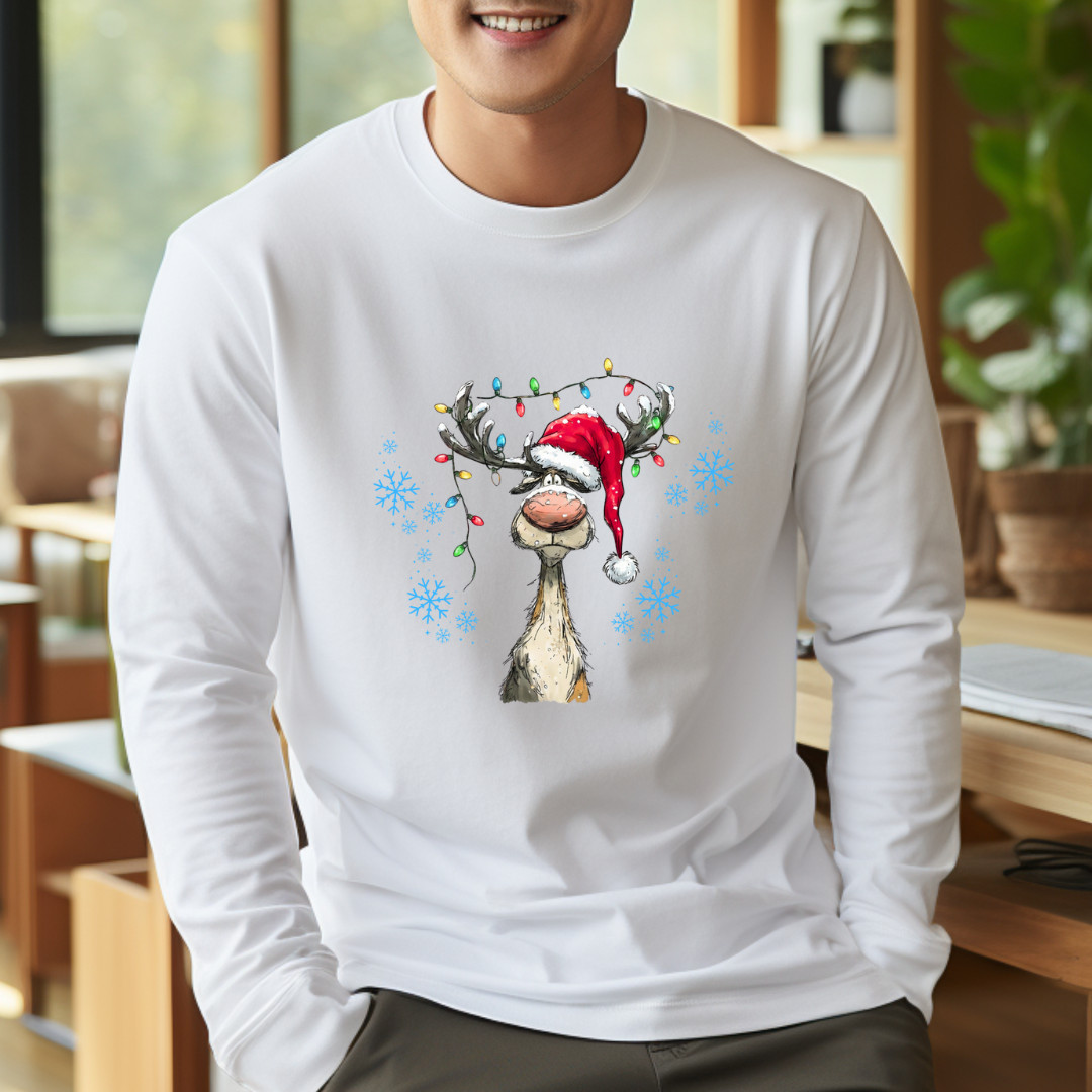 Vintage Reindeer - Christmas Unisex Jersey Long Sleeve Tee