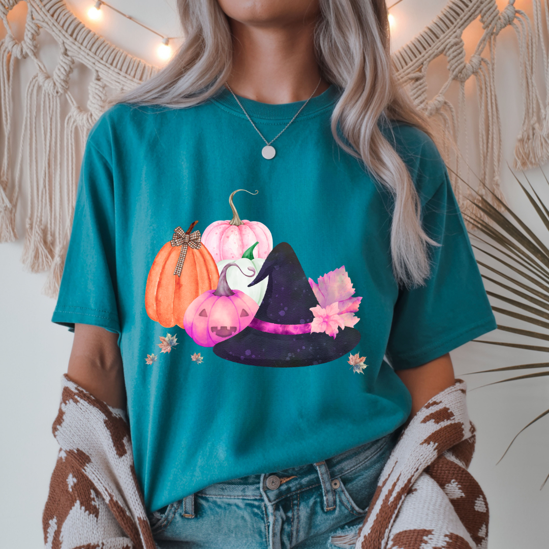 Witch Hat and Pumpkins - Halloween Unisex T-Shirt