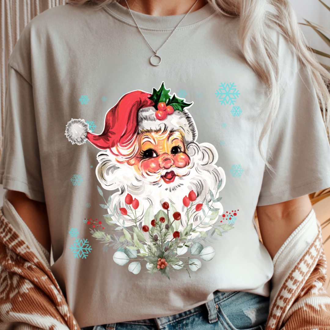Vintage Santa with Snowflakes - Winter Unisex T-Shirt