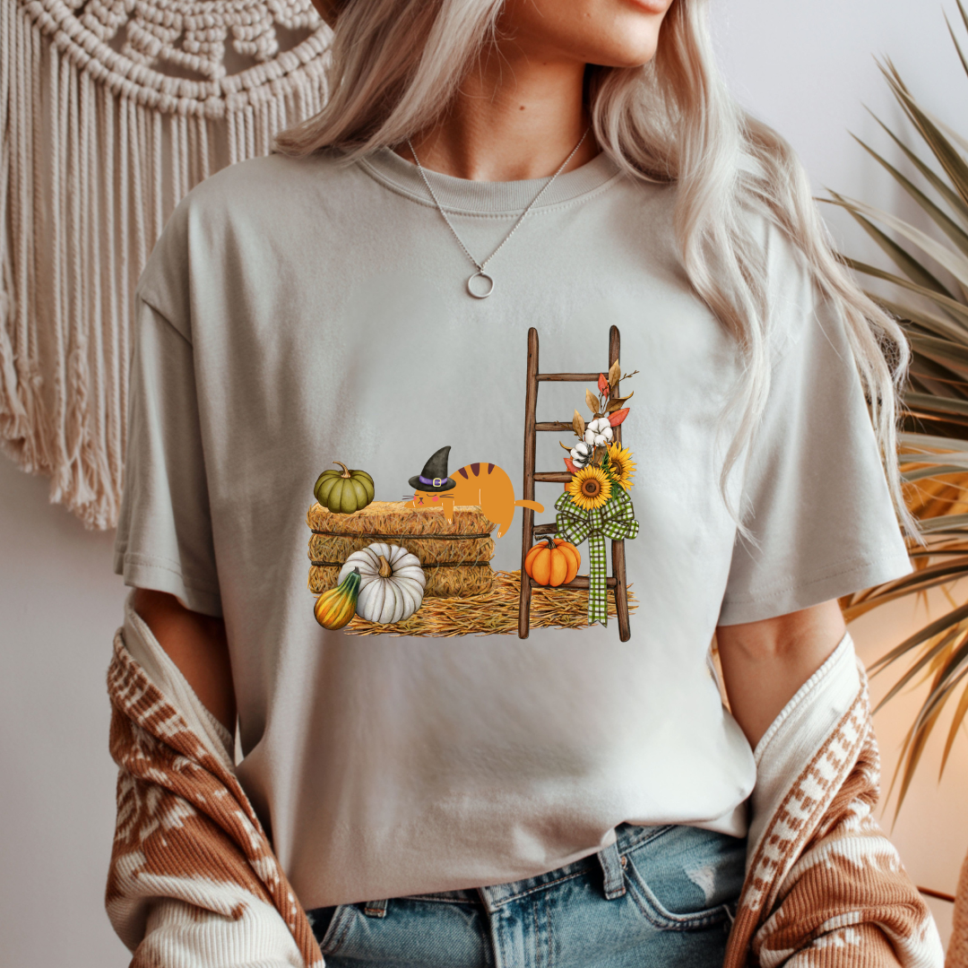 Autumn Harvest and Lazy Cat Unisex T-Shirt