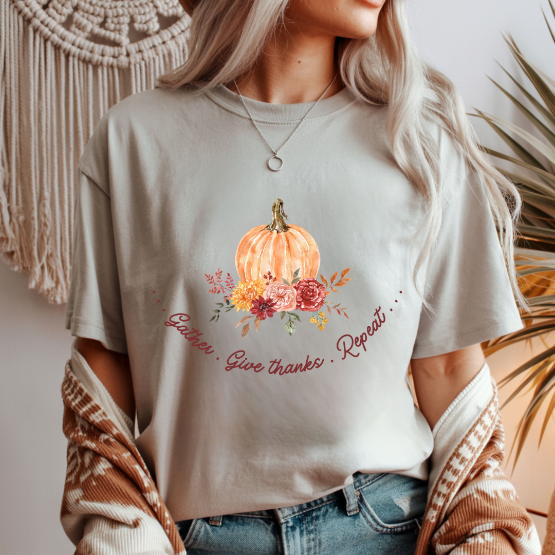 Gather. Give Thanks. Repeat. Unisex T-Shirt