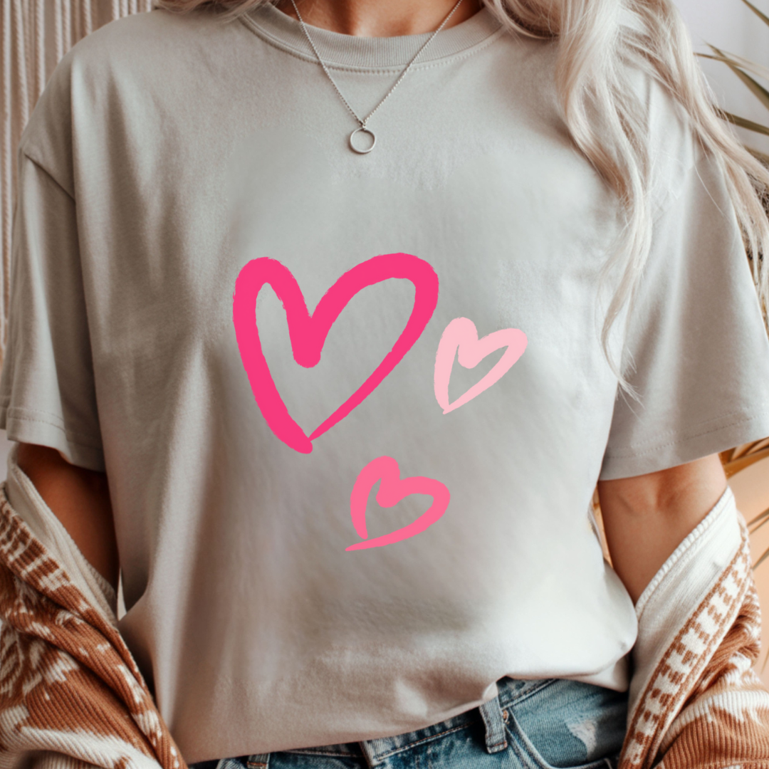 Three Hearts - Valentines Day Unisex T-Shirt