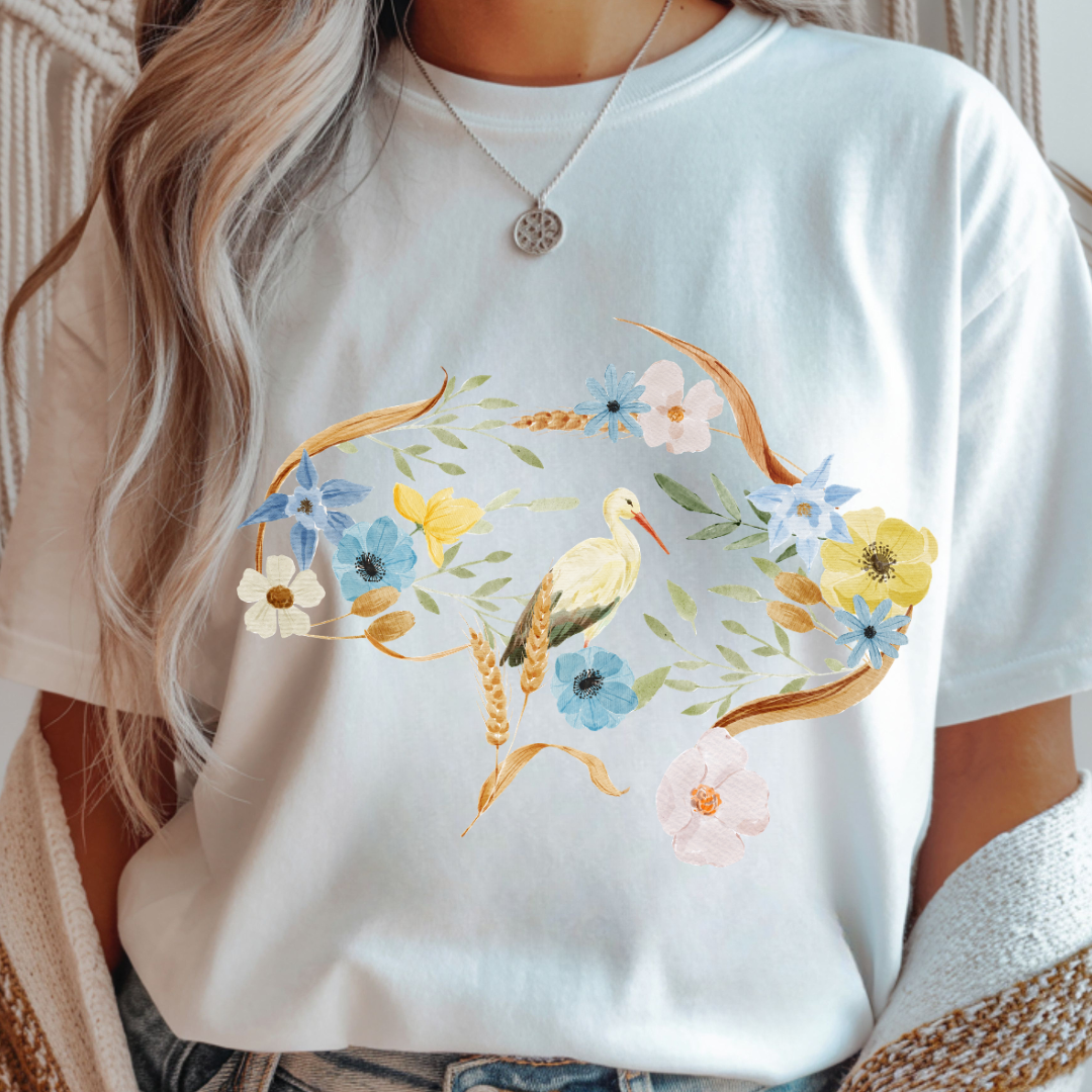 Botanical Stork - Spring Unisex T-Shirt