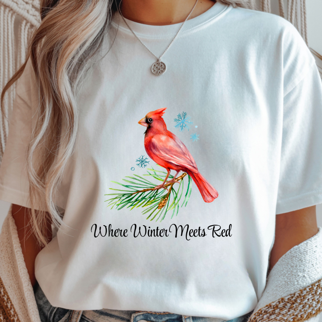 Where Winter Meets Red - Winter Unisex T-Shirt