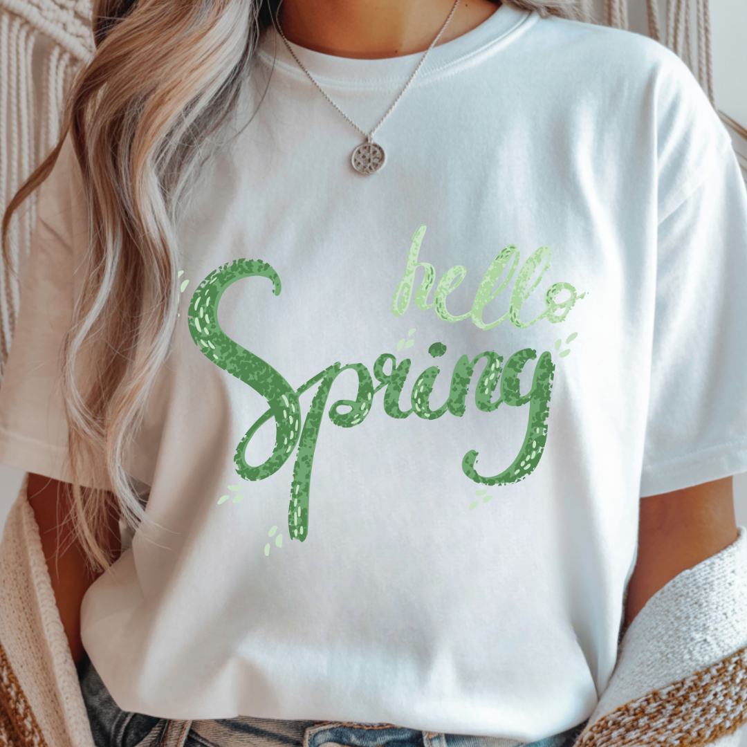 Green "Hello Spring" - Spring Unisex T-Shirt