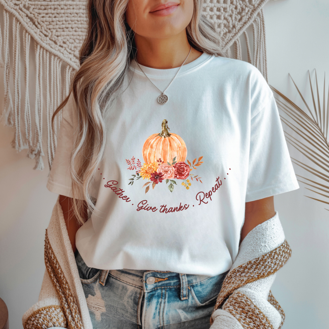 Gather. Give Thanks. Repeat. Unisex T-Shirt