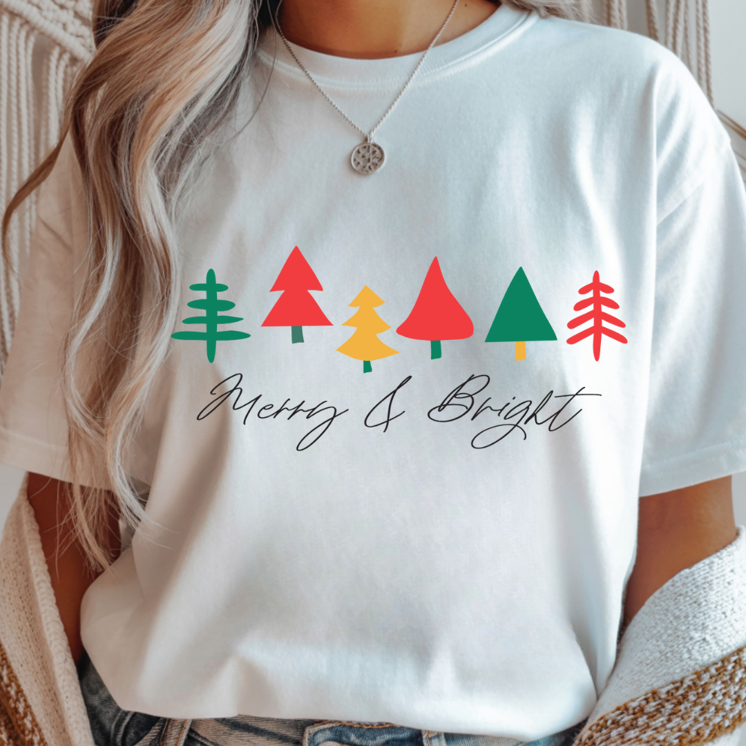 Merry & Bright Trees - Christmas Unisex T-Shirt
