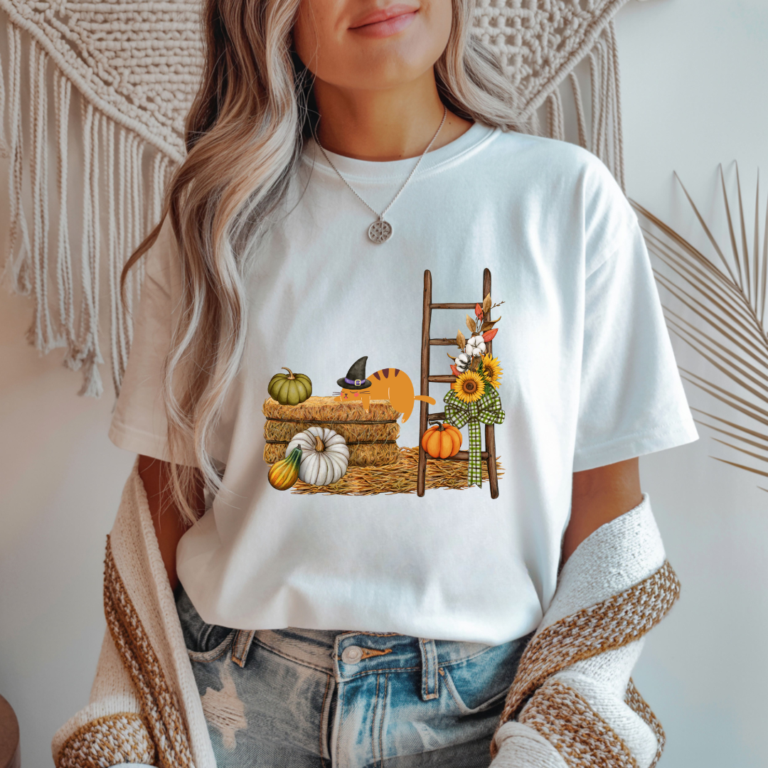 Autumn Harvest and Lazy Cat Unisex T-Shirt