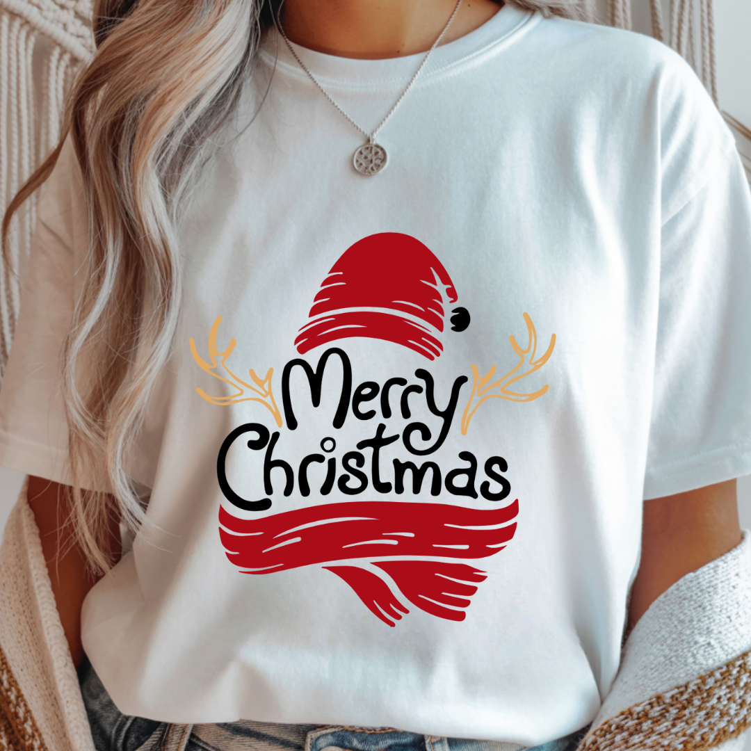 Merry Christmas with Antlers - Winter Unisex T-Shirt