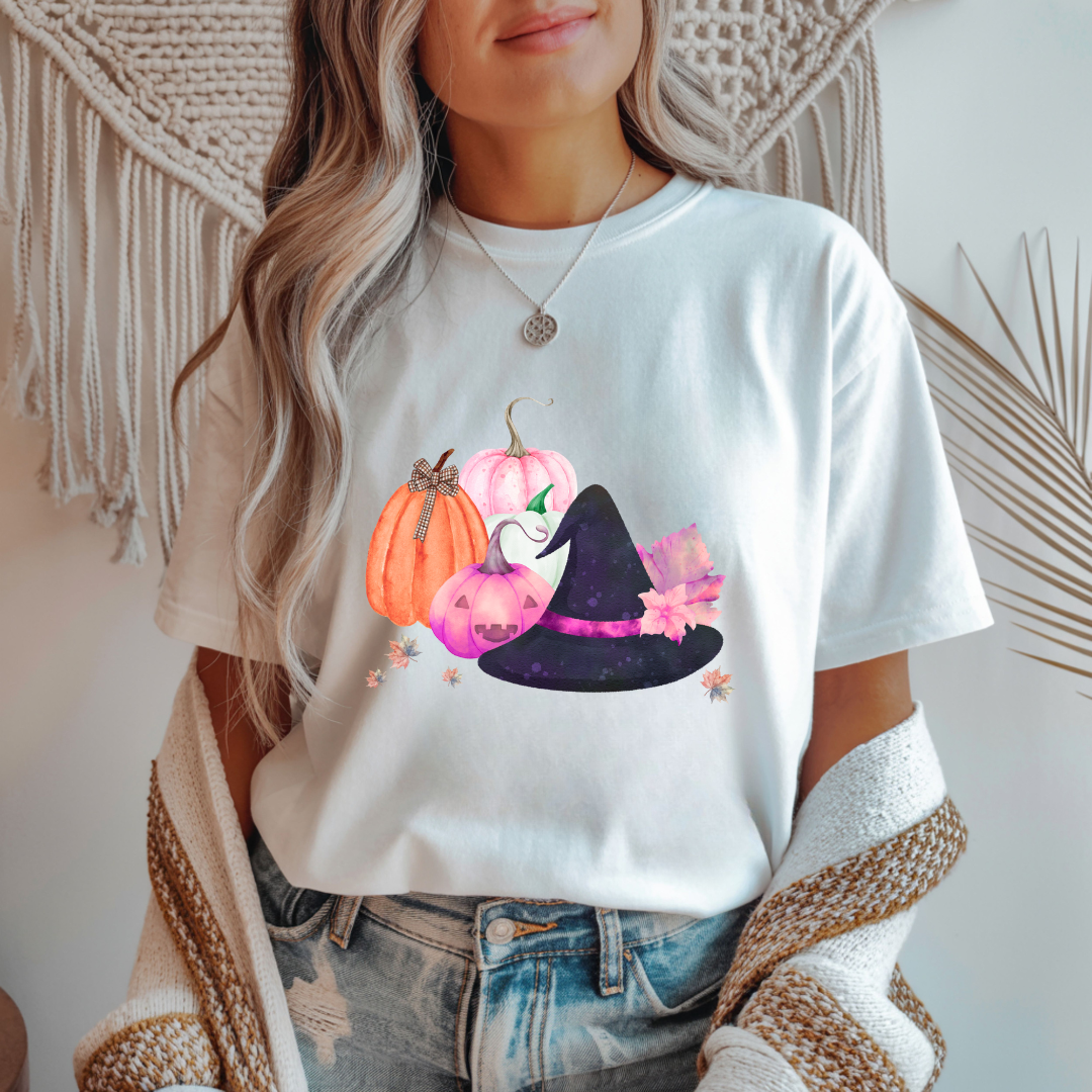 Witch Hat and Pumpkins - Halloween Unisex T-Shirt