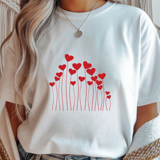 Heart Flowers - Valentines Day Unisex T-Shirt